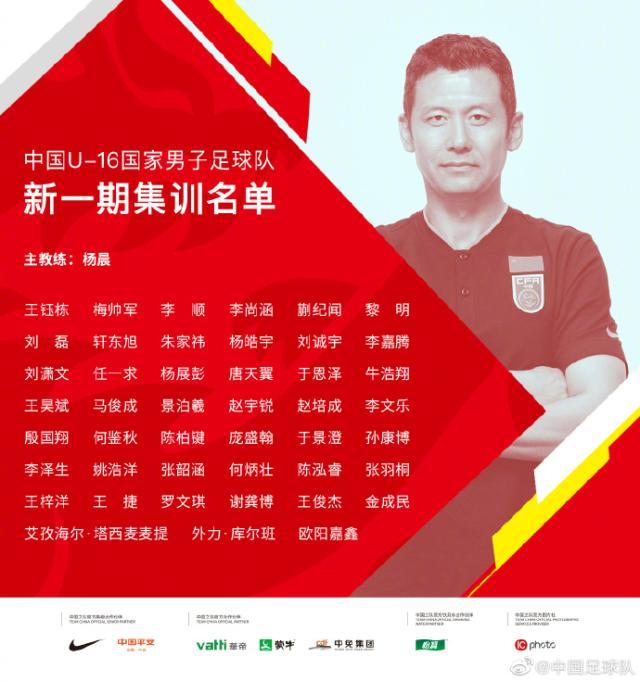 世界杯高清直播-足协公布U16国少45人集训名单 杨晨挂帅海埂集训